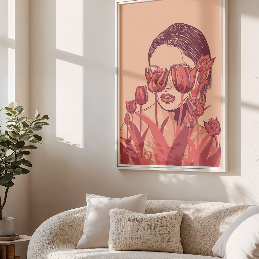 Flower Art Print - Tulips Woman - Image 3