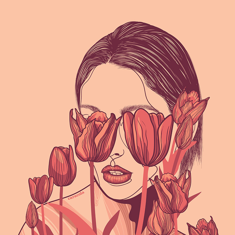 Flower Art Print - Tulips Woman - Image 2