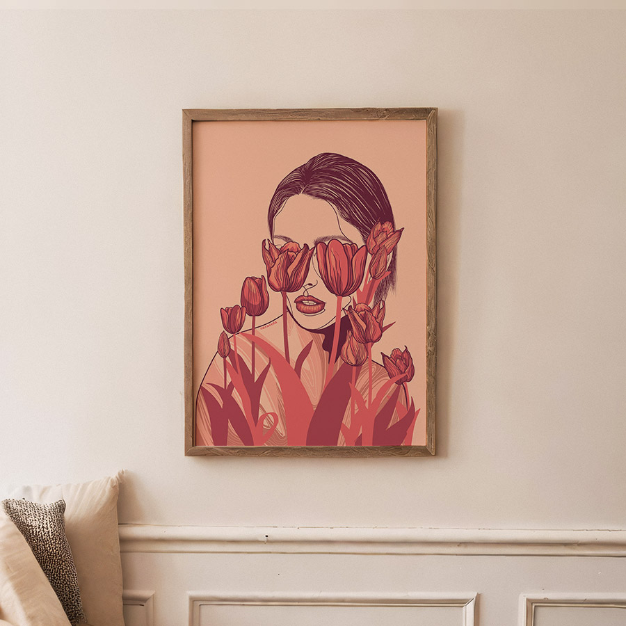 Flower Art Print - Tulips Woman