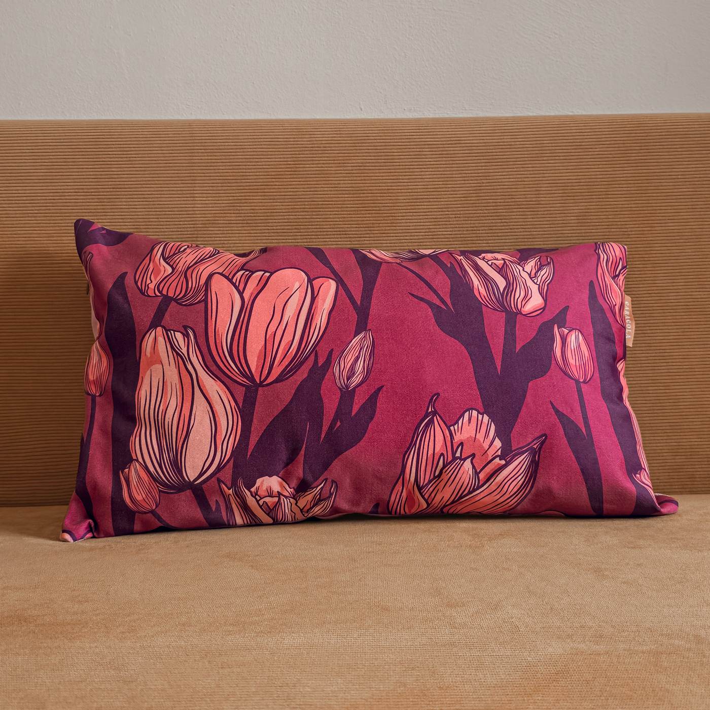 Tulips Lumbar Cushion — Floral Designer Pillow