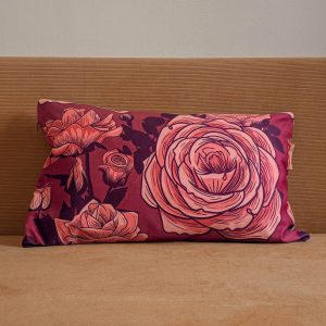 Roses Lumbar Cushion — Floral Designer Pillow